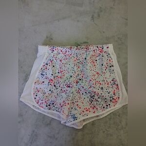 Women's White Splatter Print Shorts